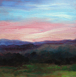 Oil sketch of a NH sunrise, by Eileen Eilis Morey - 24 Dec 2010