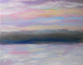 Dusk in NH - winter landscape painting - Eileen Eilis Morey