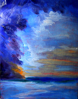 High contrast painting of sunset - temporary copy