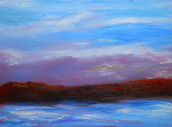 orange hills at sunset - nh landscape - oil sketch