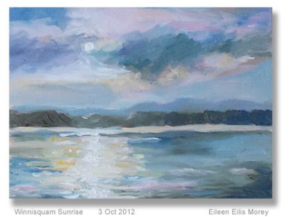 Oil sketch of a sunrise at Lake Winnisquam