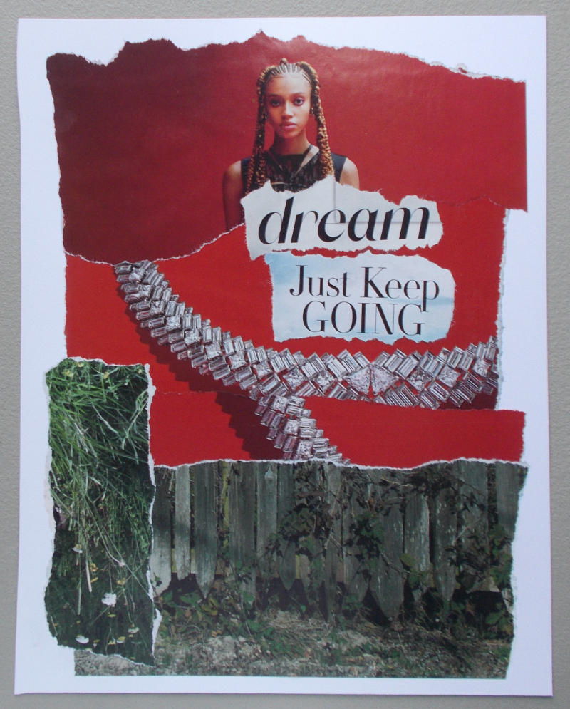 Dream, Just Keep Going - torn paper collage by eibhlin