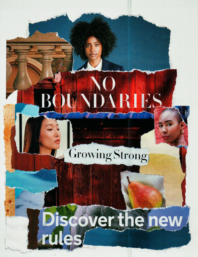 No boundaries - torn paper collage about independence